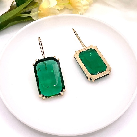 Green Gold Framed Jewel Earrings - Picture 3 of 3
